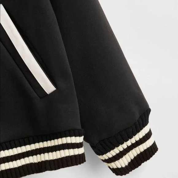 Striped Button Up Baseball Bomber Jacket from SHEIN - Picture 2 of 5